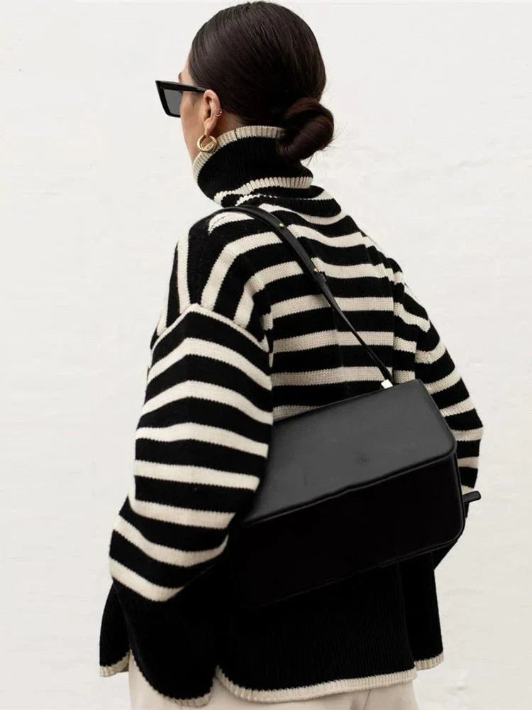 Natalie - gestreifter rollkragenpullover
