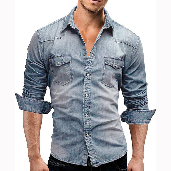 Edward – lässiges herren-jeanshemd mit langen armeln