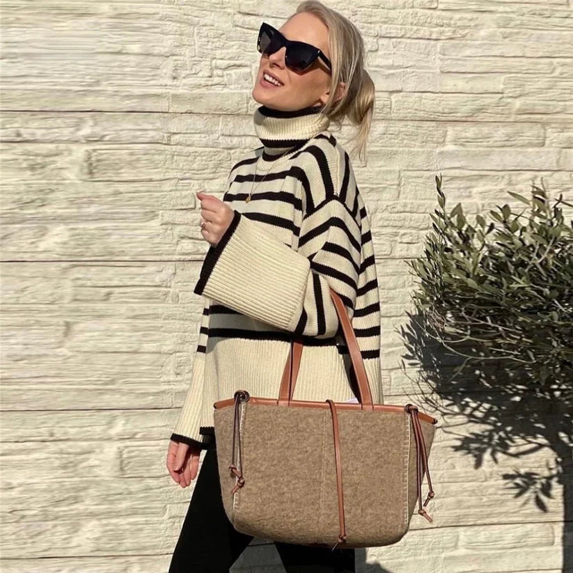 Natalie - gestreifter rollkragenpullover