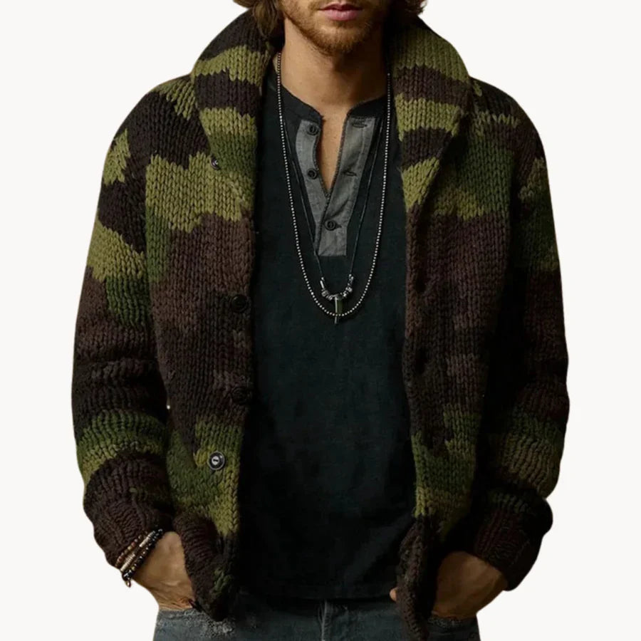 Camouflage - coole herrenweste mit camo-strickdesign