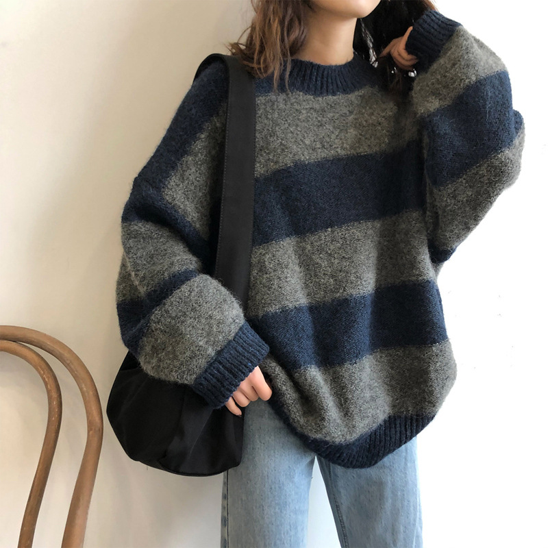 Richard – pullover mit retro-streifenmuster