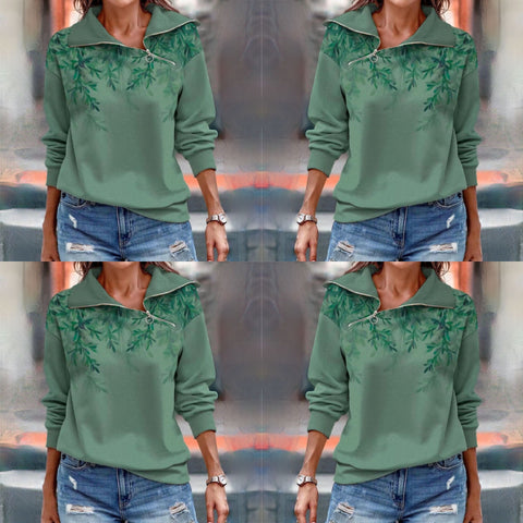 Eva – grüner pullover mit reißverschluss