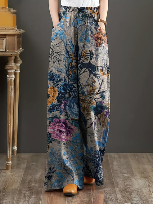 Jessica | lässige hose mit weitem bein und blumenmuster