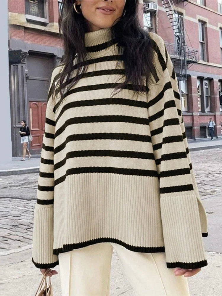 Natalie - gestreifter rollkragenpullover