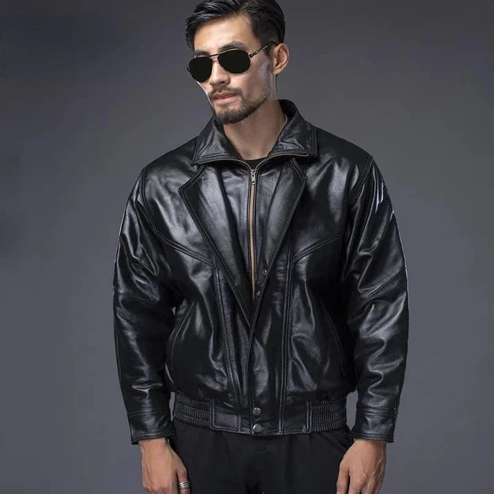 Erwin – klassische schwarze bikerjacke für herren