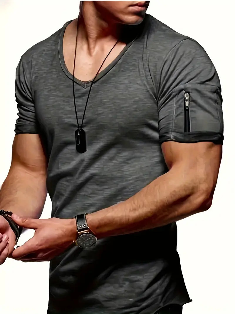Faustino - locker sitzendes herren-t-shirt mit v-ausschnitt