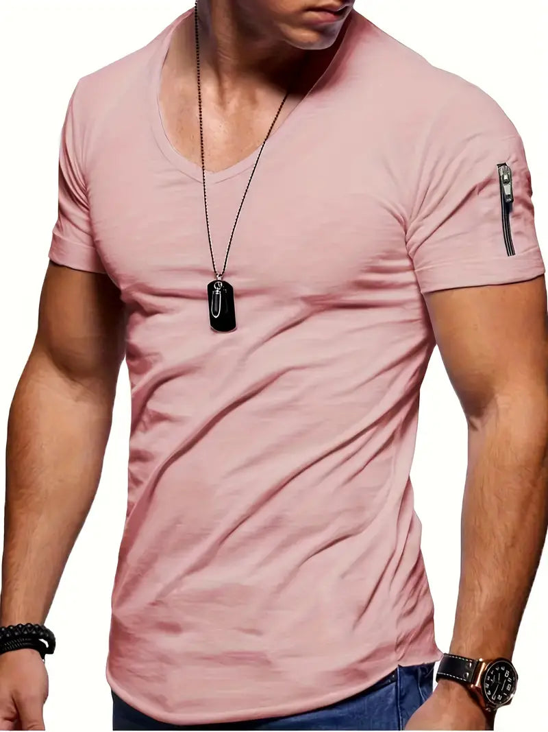 Faustino - locker sitzendes herren-t-shirt mit v-ausschnitt