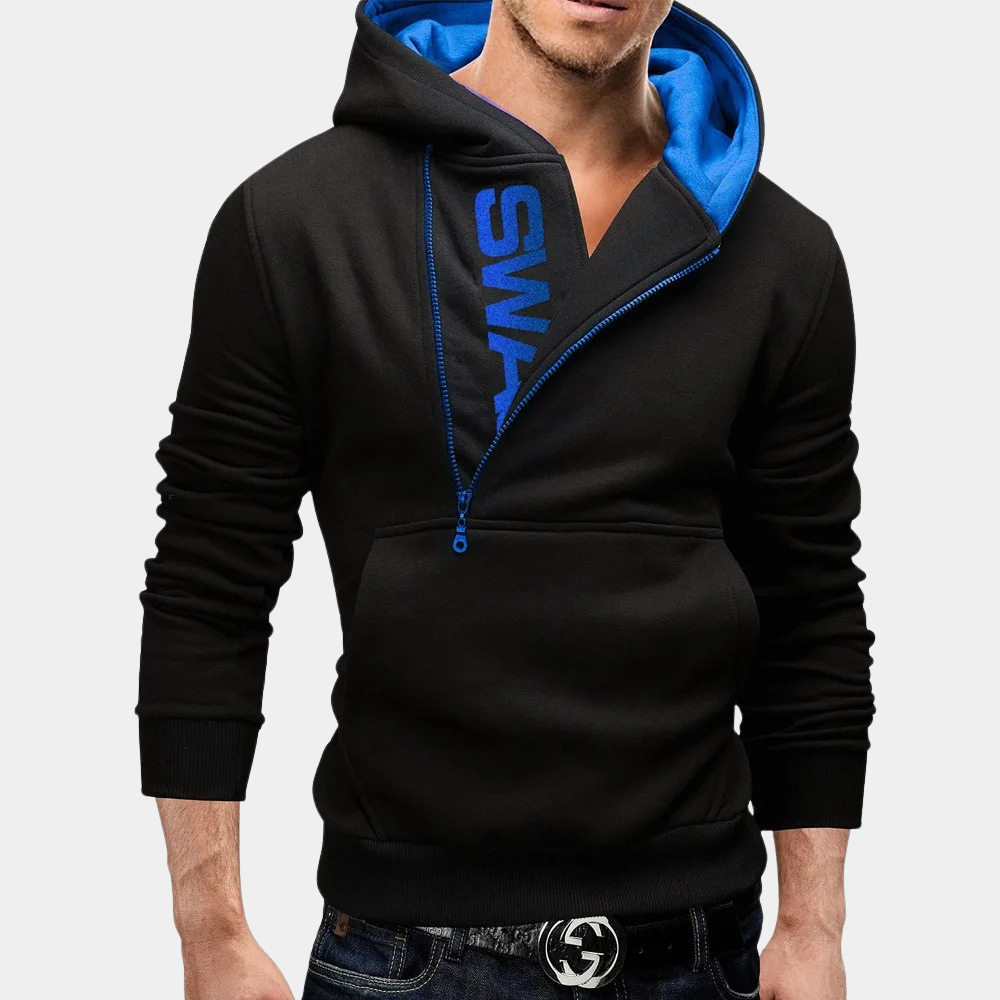 Neil - eleganter herren-hoodie mit seitlichem reißverschluss für einen trendigen look