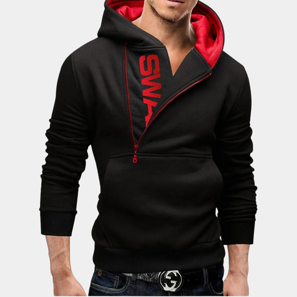 Neil - eleganter herren-hoodie mit seitlichem reißverschluss für einen trendigen look