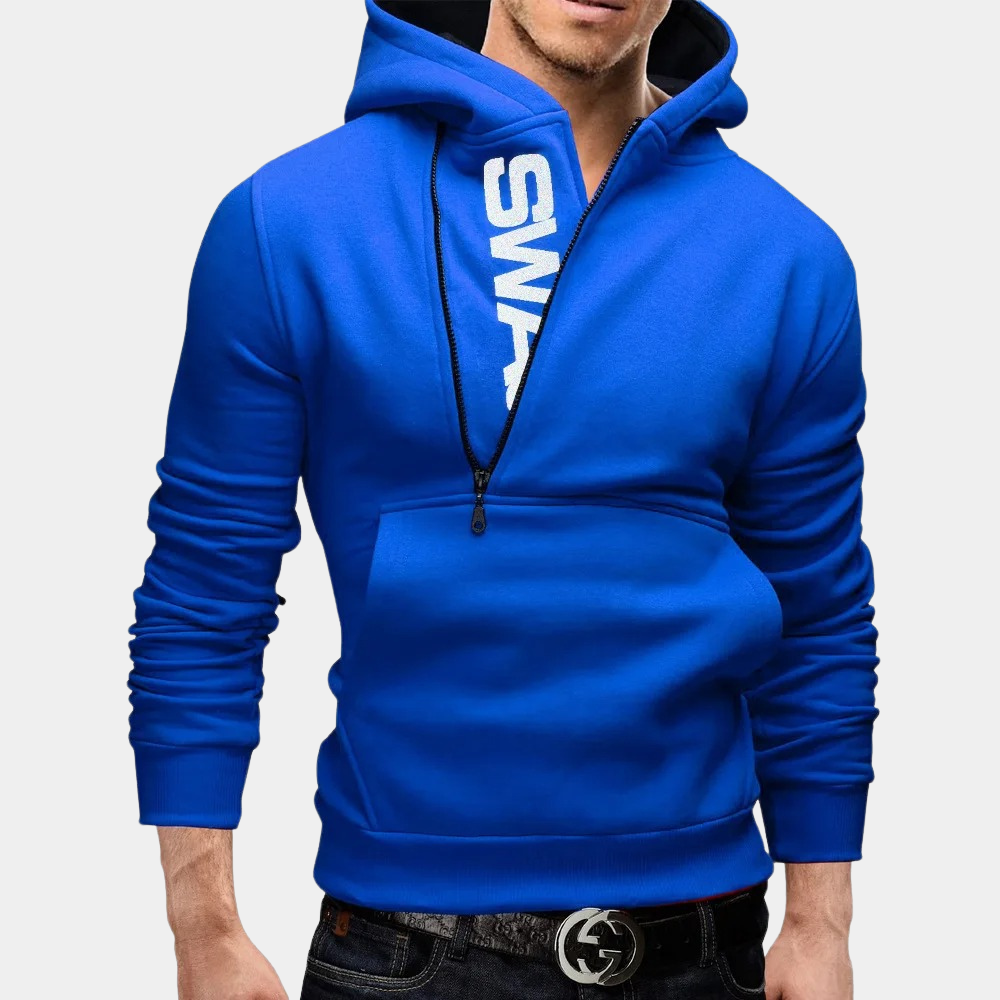 Neil - eleganter herren-hoodie mit seitlichem reißverschluss für einen trendigen look