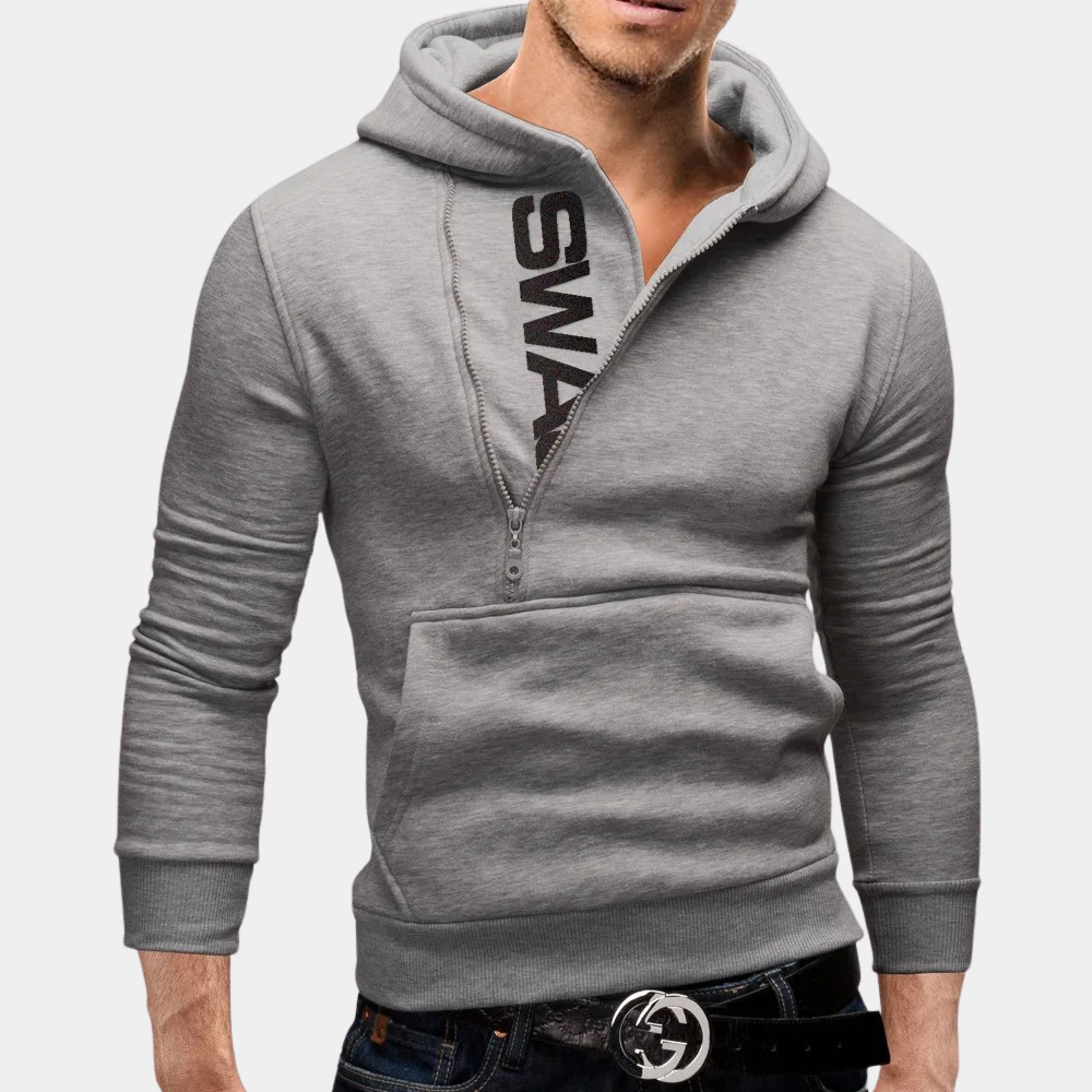 Neil - eleganter herren-hoodie mit seitlichem reißverschluss für einen trendigen look