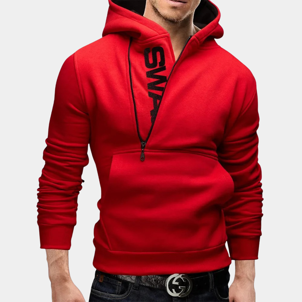 Neil - eleganter herren-hoodie mit seitlichem reißverschluss für einen trendigen look
