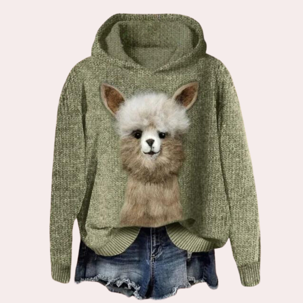 Talia - trendiger damenpullover mit lebhaftem animal-print