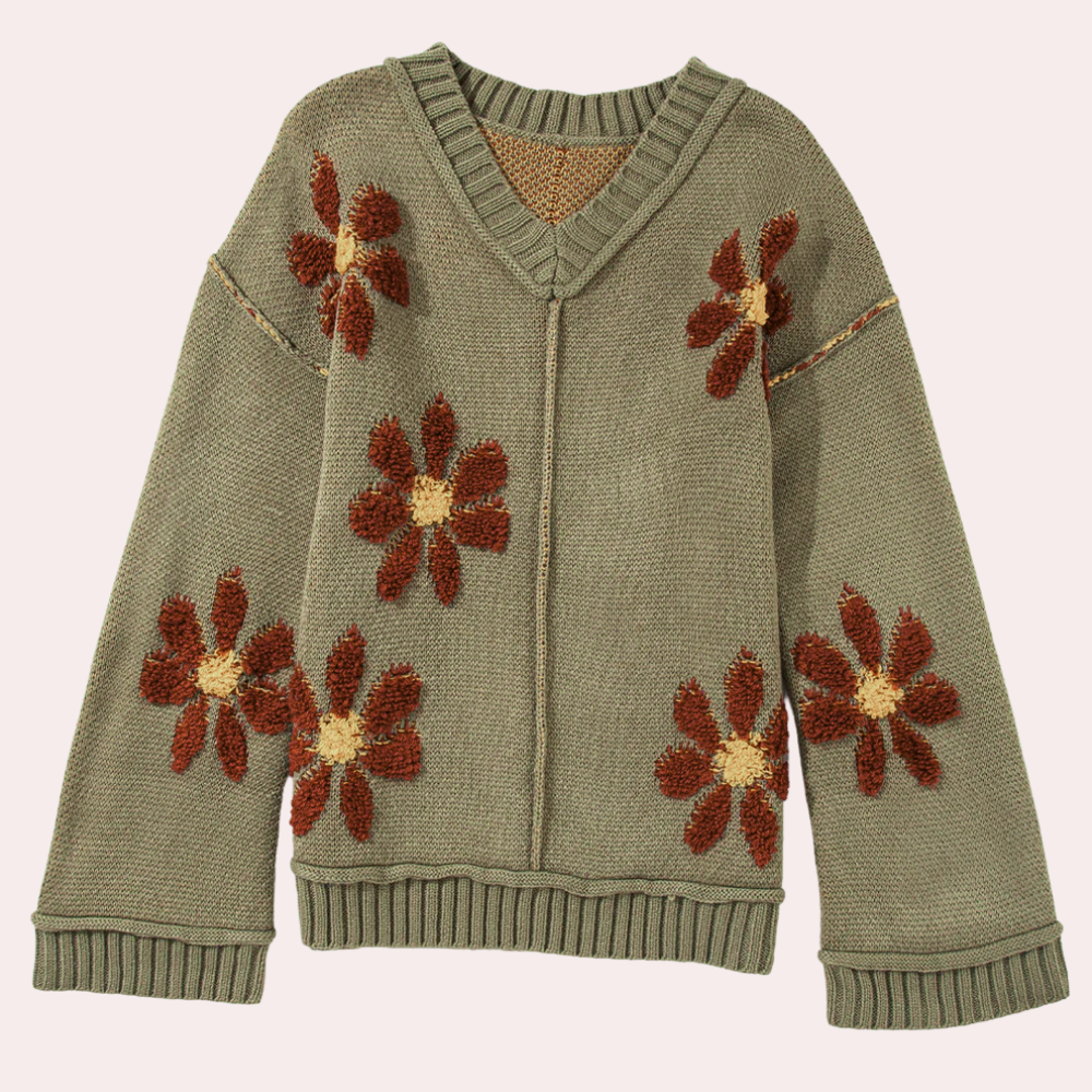 Honoria - eleganter geblümter pullover für frauen