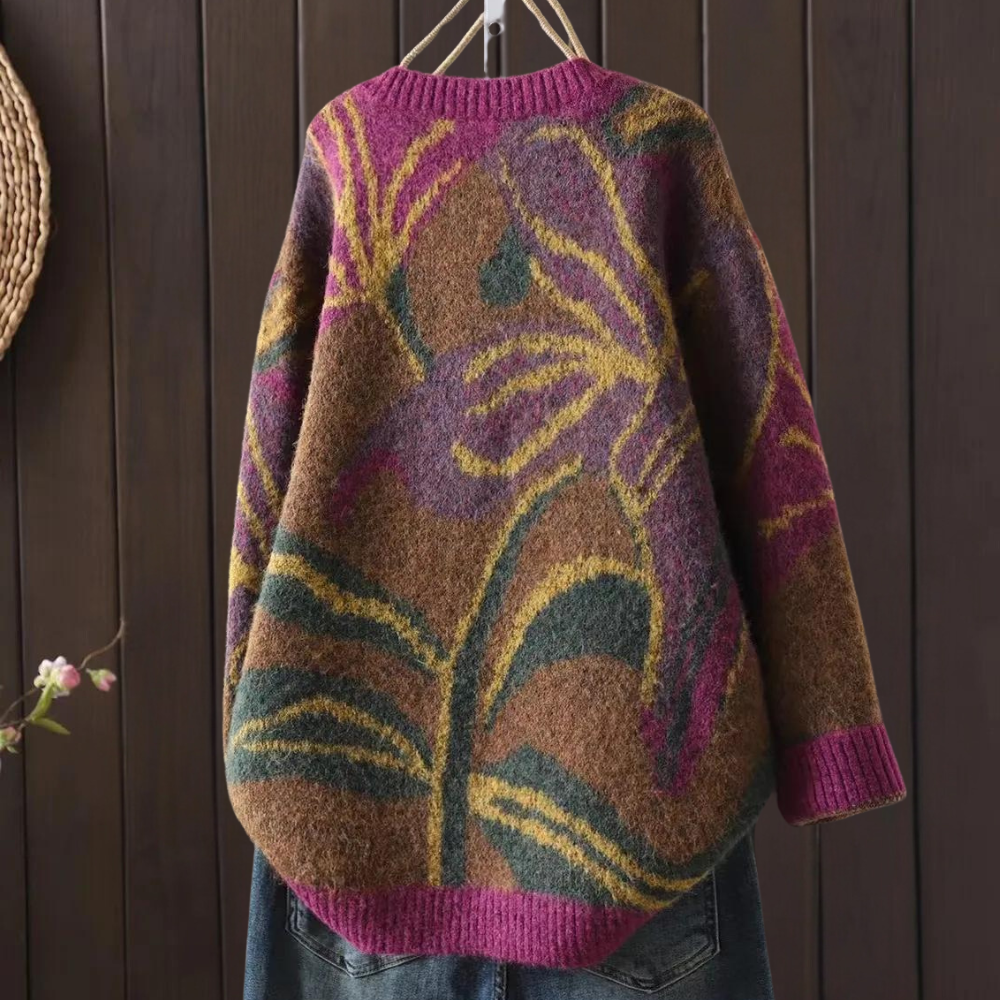 Patricia - eleganter pullover mit blumenmuster für damen