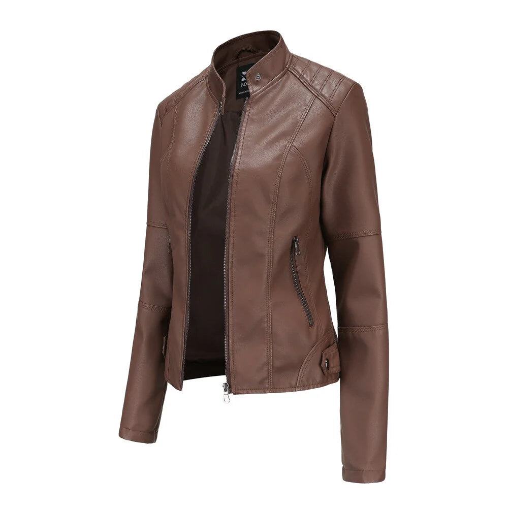 Meli - damen lederjacke mit mao