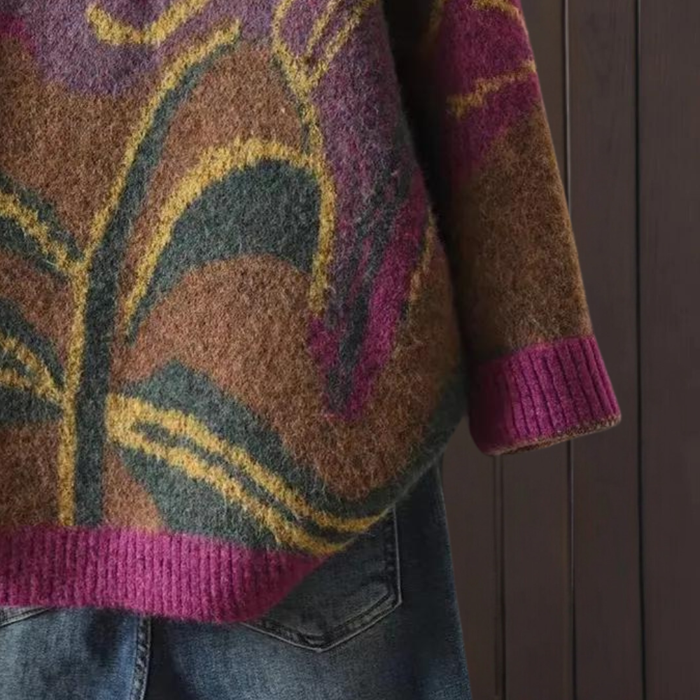 Patricia - eleganter pullover mit blumenmuster für damen