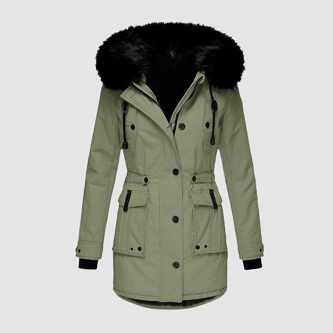 Stylisch – parka für damen mit schwarzem kunstfell