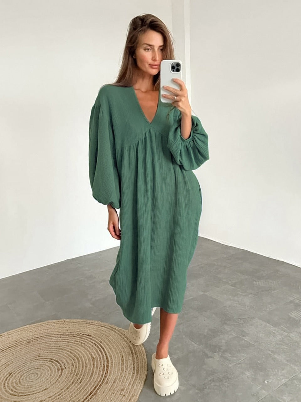 Bella - blaues leinen-sommerkleid