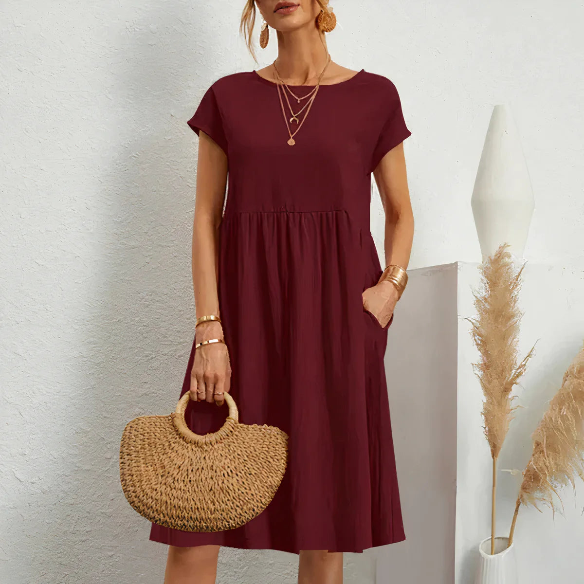 Knielanges sommerkleid mit taschen - iren