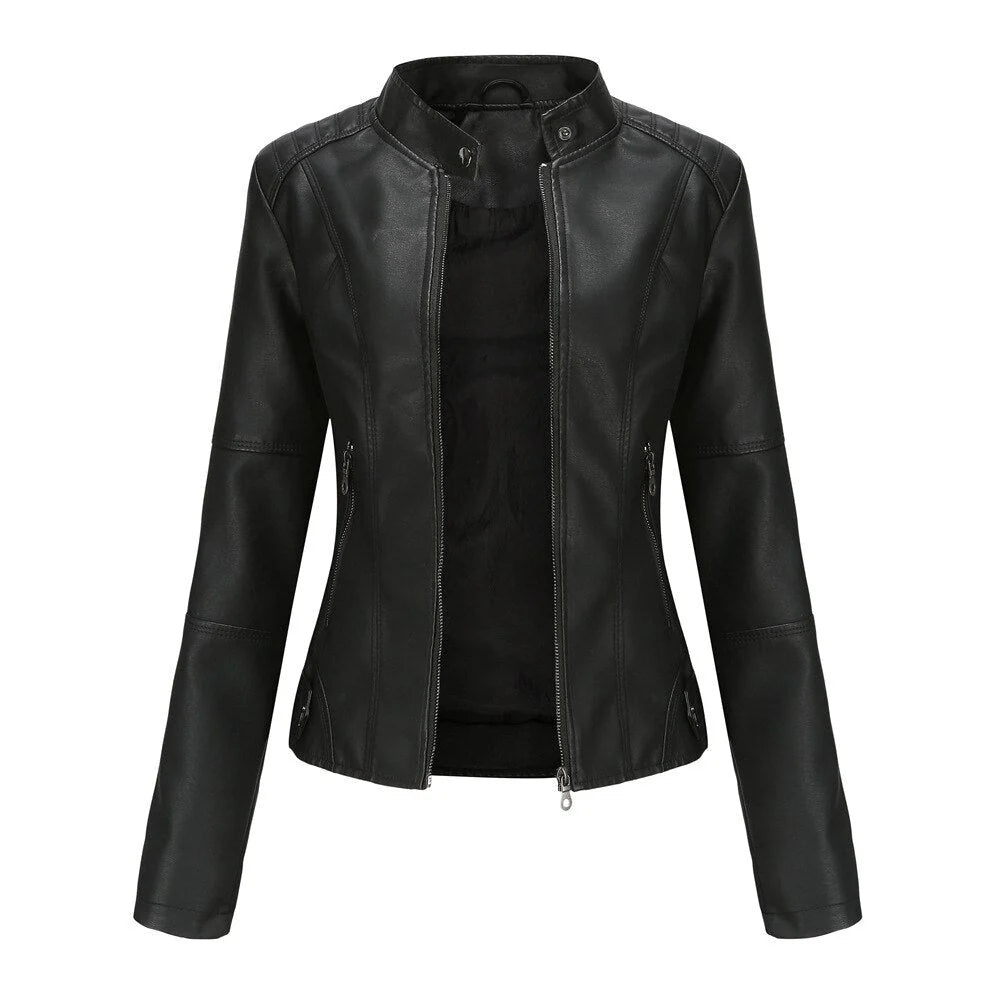 Meli - damen lederjacke mit mao