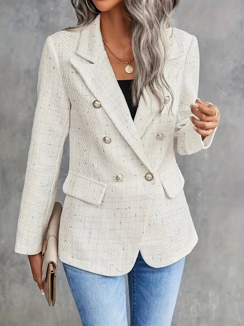 Beige Tweed Blazer für Damen