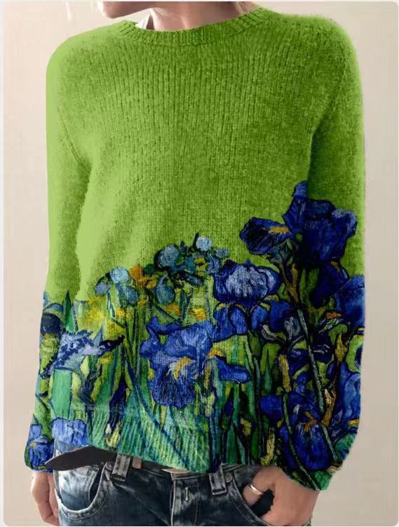 Sofia – gestrickter damenpullover mit 3d-blumendruck
