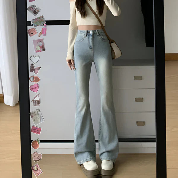 Camila – hoch taillierte flare-stretch-jeans mit schnurrbart