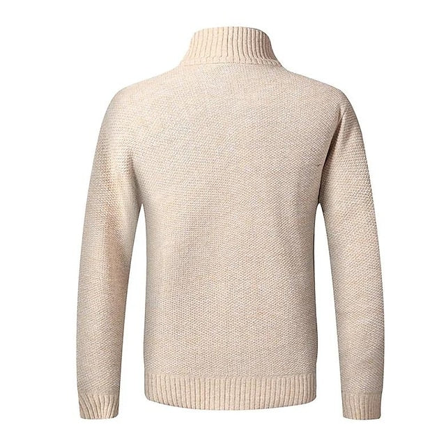 Rückzeite Beige Strickpullover mit Zipper für Herren