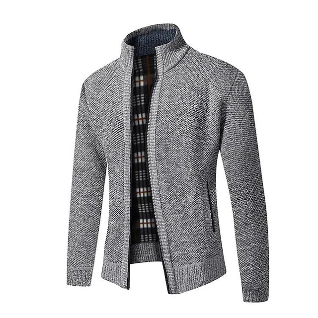 Grau Strickpullover mit Zipper für Herren