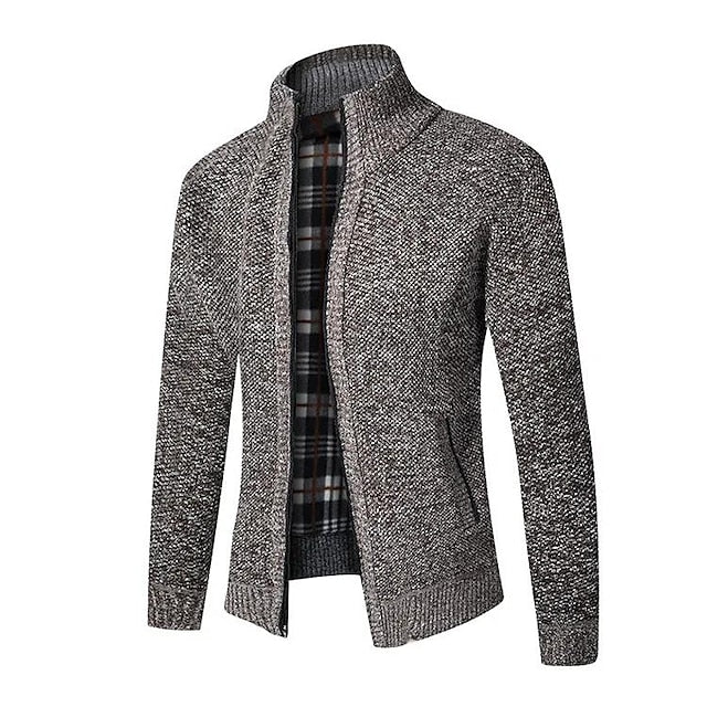 Dunkelgrau Strickpullover mit Zipper für Herren