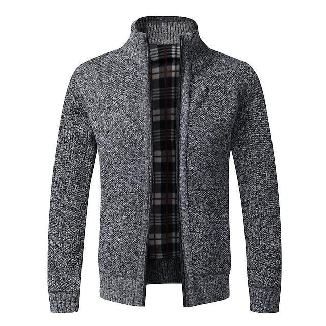 Dunkelgrau Strickpullover mit Zipper für Herren