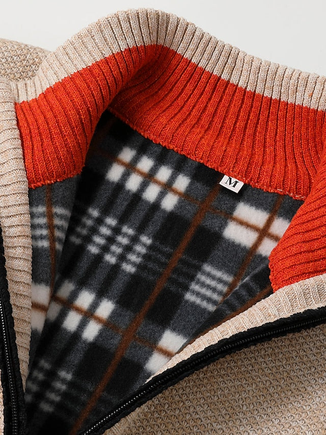 Kragen Beige Strickpullover für Herren