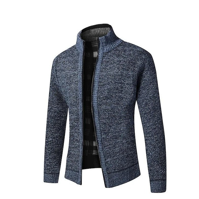 Blau Strickpullover mit Zipper für Herren