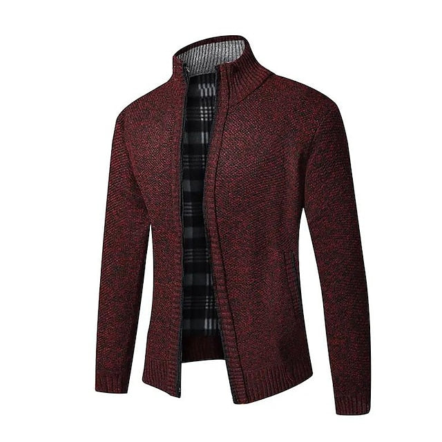 Rot Strickpullover mit Zipper für Herren