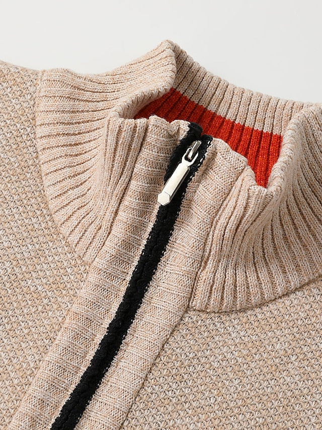 Kragen Beige Strickpullover für Herren