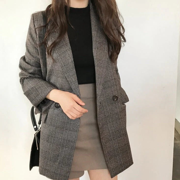 Flina - blazer mit karierter jacke