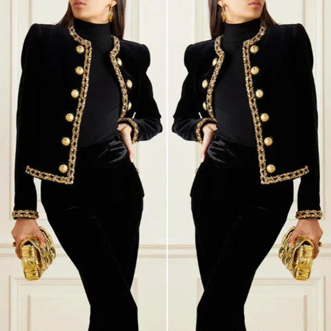 Ethel - elegante langärmelige jacke mit rundhalsausschnitt und knopfleiste