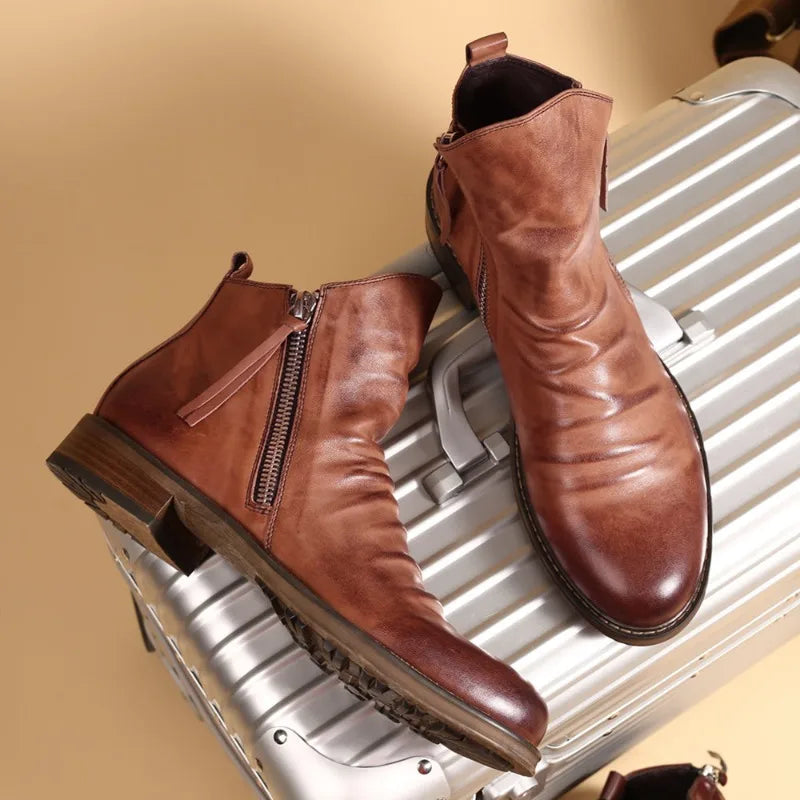 Elegante chelsea-boots aus echtem leder für herren