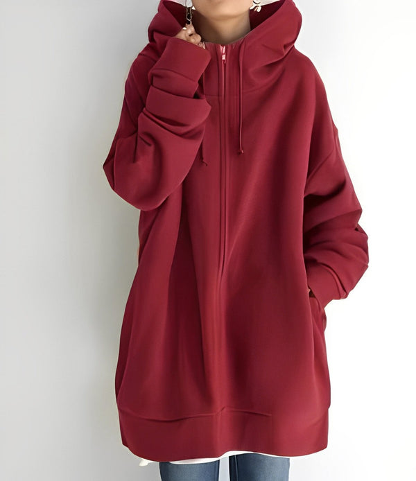 Kerenza – gemütlicher fleecepullover mit kapuze und reibverschluss