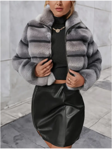 Alejandra kunstpelzjacke mit reißverschluss