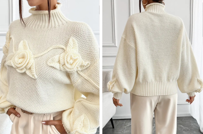 Rollkragenpullover von amihan mit blumendruck