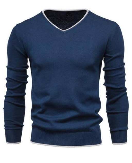 Slim-Fit-Pullover aus Sterlingsilber mit V-Ausschnitt