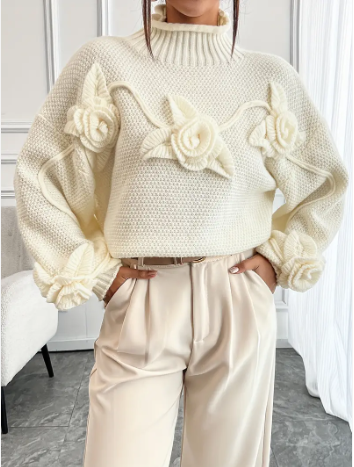 Rollkragenpullover von amihan mit blumendruck