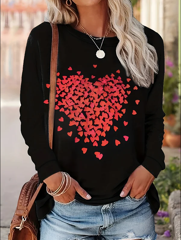 Iva | langarm-top mit herz-print