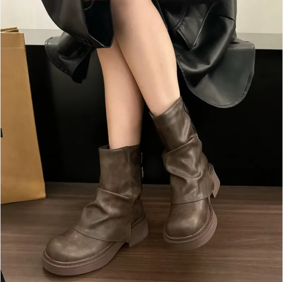 Augusta – slip-on-stiefel aus vintage-leder