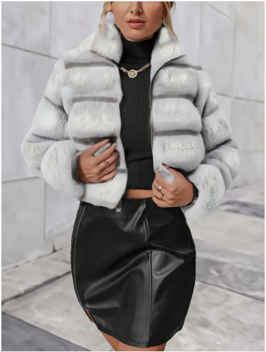 Alejandra kunstpelzjacke mit reißverschluss