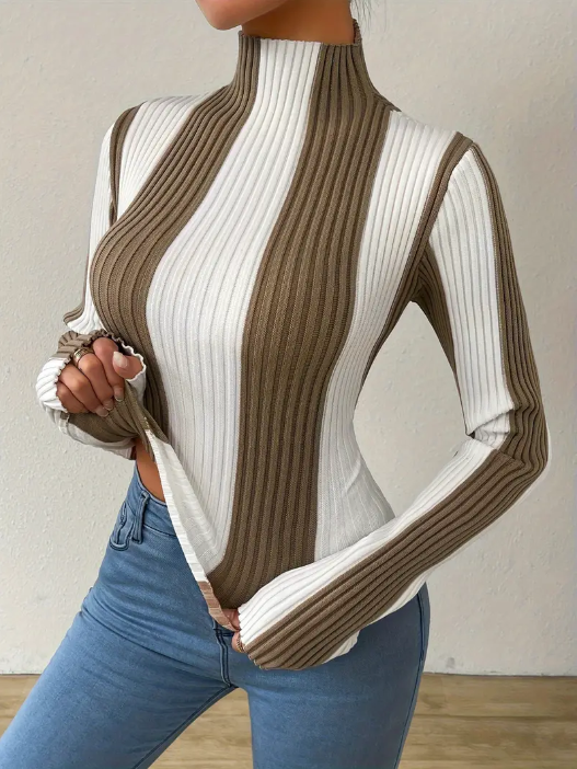 Julee – gestreifter rollkragenpullover