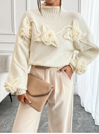 Rollkragenpullover von amihan mit blumendruck