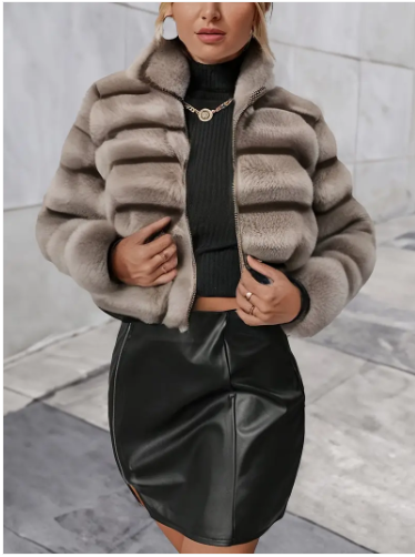 Alejandra kunstpelzjacke mit reißverschluss